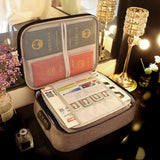 Large Document Storage Bag Organizer File Lockable Office Folder Passport Holder