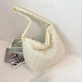 Large Down Cotton Shoulder Bag Plaid Crossbody Bags For Women Handbags