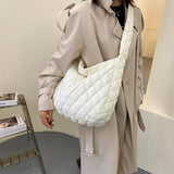 Large Down Cotton Shoulder Bag Plaid Crossbody Bags For Women Handbags