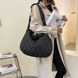 Large Down Cotton Shoulder Bag Plaid Crossbody Bags For Women Handbags