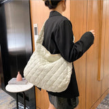 Large Down Cotton Shoulder Bag Plaid Crossbody Bags For Women Handbags