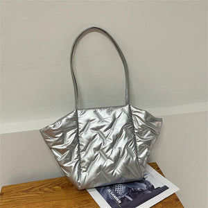 Large Down Fabric Cotton Shoulder Bags for Women Winter Casual