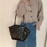 Large Down Fabric Cotton Shoulder Bags for Women Winter Casual