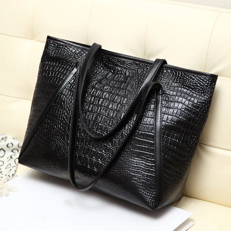 Crocodile Pattern Shoulder Bag for Women Pu Leather Tote Handbag