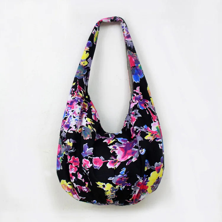 Bohemian Floral Canvas Shoulder Bag Women's Handbag