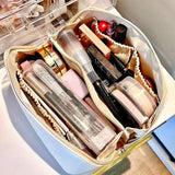 Large Leather Travel Cosmetic Bag for Women - Makeup Organizer