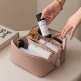 Large Leather Travel Cosmetic Bag for Women - Makeup Organizer