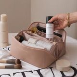 Large Leather Travel Cosmetic Bag for Women - Makeup Organizer