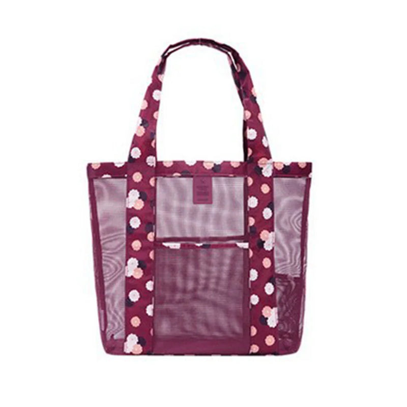 Large Mesh Beach Bag Women Travel Gym Nylon Shoulder Handbags High Capacity