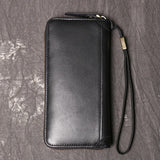 Cowhide Man Clutch Bag Soft Leather Long Wallet 6.5 Inch Mobile P