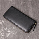 Cowhide Man Clutch Bag Soft Leather Long Wallet 6.5 Inch Mobile P