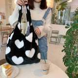 Large Plush Shoulder Bag for Women Fluffy Fur Tote Bag