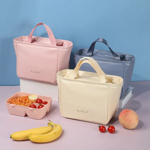 Large Portable Insulated Lunch Bag Waterproof PU Food Carrier Thicken Thermal Bo