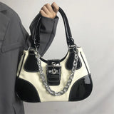 Retro PU Leather Shoulder Bag for Women Chain Messenger Handbag