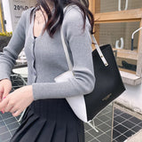Large Capacity Pu Leather Tote Bag Women Shopping Handbag Ladies Shoulder Bag