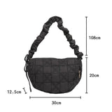 Large Quilted Cloud Shoulder Bag Women Solid Canvas Puffy Dumpling Bag