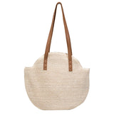 Vintage Round Straw Beach Bag Woven Rattan Bohemian Vacation Bag