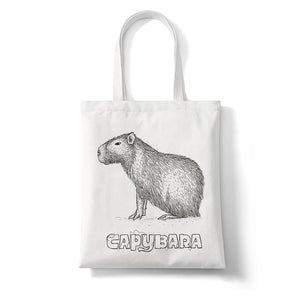Capybara Cartoon Print Large Shopper Bag Canva Tote Handbag Women Beach Lady Bag