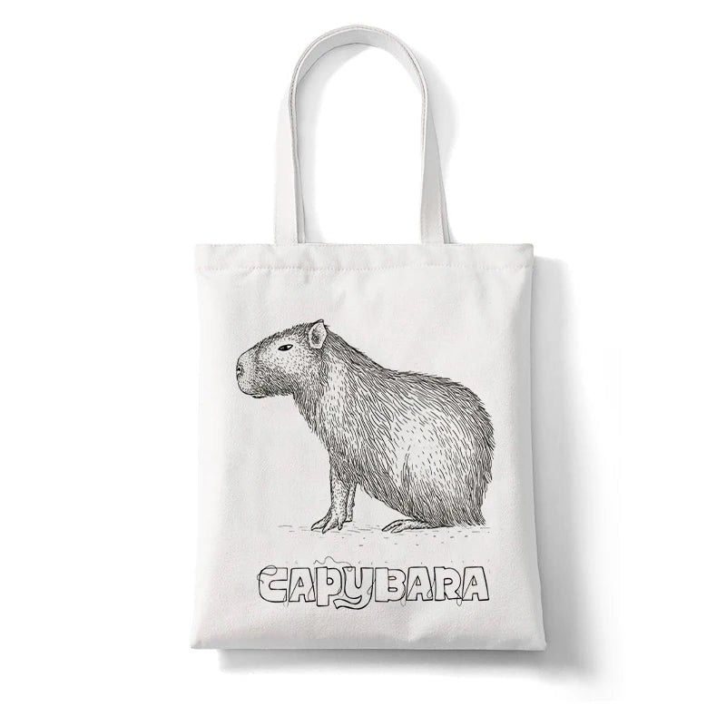 Capybara Cartoon Print Large Shopper Bag Canva Tote Handbag Women Beach Lady Bag