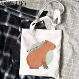 Capybara Cartoon Print Large Shopper Bag Canva Tote Handbag Women Beach Lady Bag