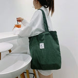 Corduroy Shopper Tote Bag Soft Handbag for Women