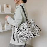Large Shopping Transparent Bag Printed Diagonal Beach Handbag