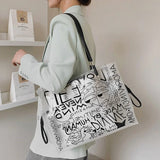 Large Shopping Transparent Bag Printed Diagonal Beach Handbag