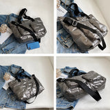 Women's Padded Shoulder Bag Winter Totes Striped Space Crossbody Handbag