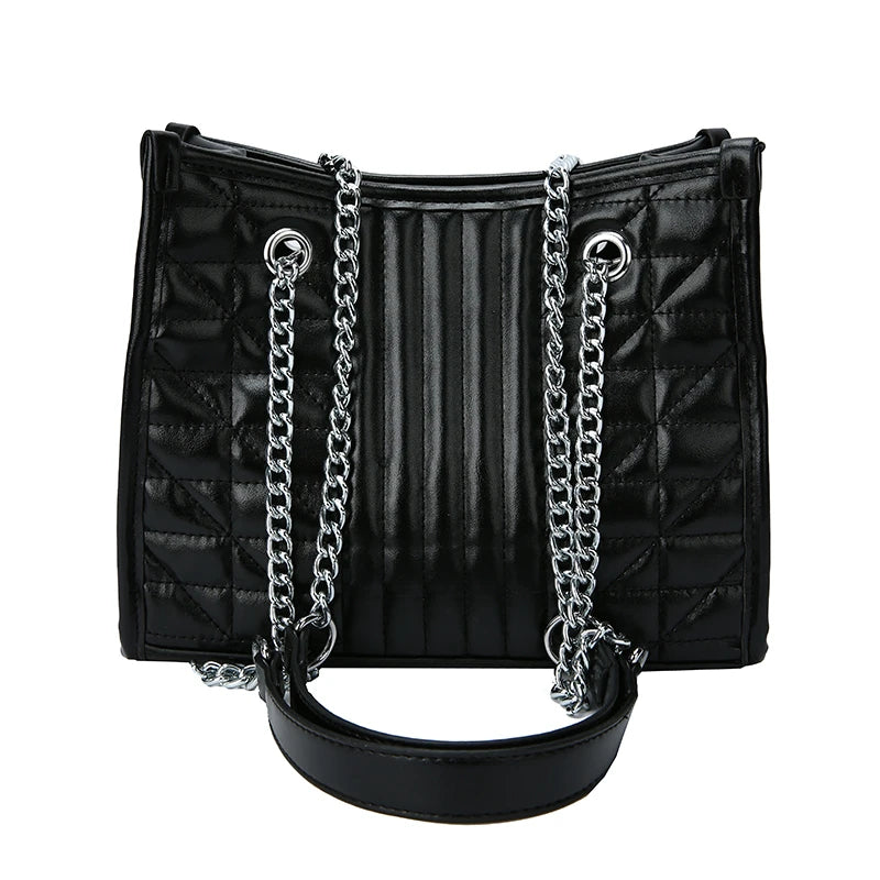 Quilted Chain Crossbody Tote Bag Leather Shoulder Bag
