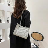 Quilted Chain Crossbody Tote Bag Leather Shoulder Bag