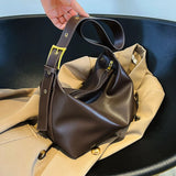 Soft Leather Bucket Crossbody Bag Retro Women's Handbag
