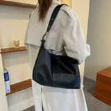 Soft Leather Bucket Crossbody Bag Retro Women's Handbag