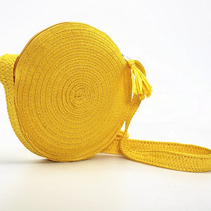 Vintage Woven Straw Beach Bag Circular Weaving Shoulder Bag Bohemian Totes