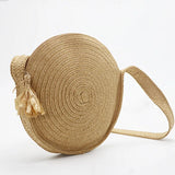 Vintage Woven Straw Beach Bag Circular Weaving Shoulder Bag Bohemian Totes