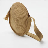Vintage Woven Straw Beach Bag Circular Weaving Shoulder Bag Bohemian Totes