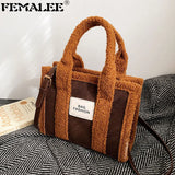 Large Suede Leather Tote Bag Soft Lambswool Shoulder Crossbody Handbag