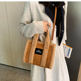 Large Suede Leather Tote Bag Soft Lambswool Shoulder Crossbody Handbag