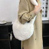 Plush Winter Tote Bag for Women Fluffy Fur Handbag