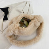 Plush Winter Tote Bag for Women Fluffy Fur Handbag