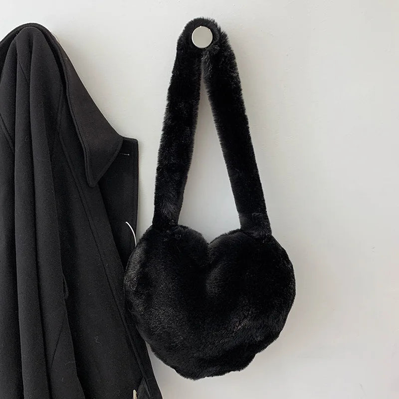 Plush Winter Tote Bag for Women Fluffy Fur Handbag