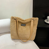 Winter Plush Tote Bag for Women Soft Fluffy Fur Lady Handbags