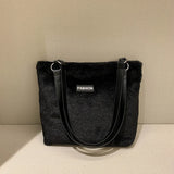 Winter Plush Tote Bag for Women Soft Fluffy Fur Lady Handbags