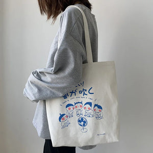 Japanese Cartoon Canvas Tote Bag Eco-Friendly Female Handbag
