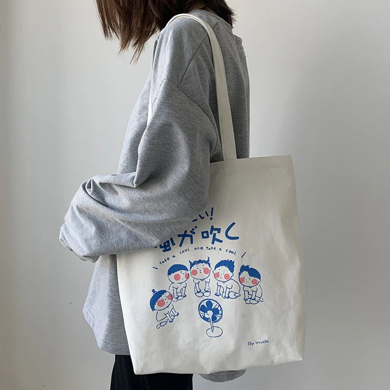 Japanese Cartoon Canvas Tote Bag Eco-Friendly Female Handbag