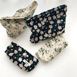 Large Women Floral Cosmetic Bag Cotton Relief Zipper Washing Makeup Storage Bag