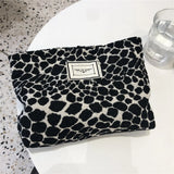 Large Women Leopard Cosmetic Bag Canvas Waterproof Zipper Make Up Bag Travel