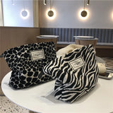 Leopard Cosmetic Bag Canvas Waterproof Zipper Make Up Bag Travel