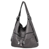 Large Women Shoulder Bag Soft Leather Crossbody Messenger Totes 3 Pocket Bag