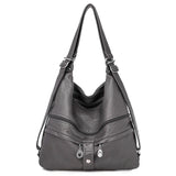 Large Women Shoulder Bag Soft Leather Crossbody Messenger Totes 3 Pocket Bag