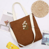 Women Canvas Tote Shopping Bag Corduroy Handbag Crossbody Book Bag